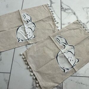 Target Tan Table Linens with Pom-Pom Trim